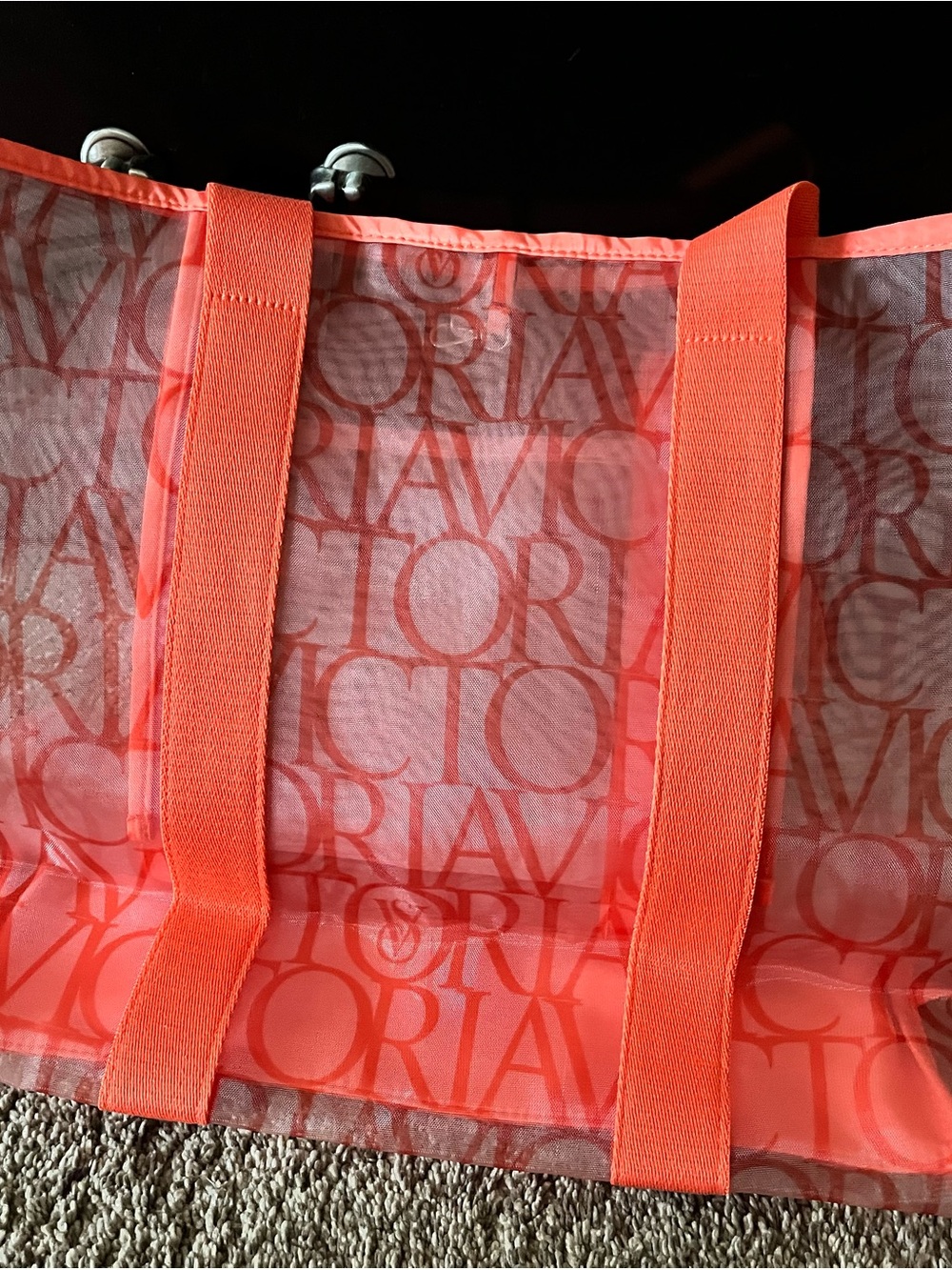 Victoria's Secret Coral Pink Logo Tote Bag